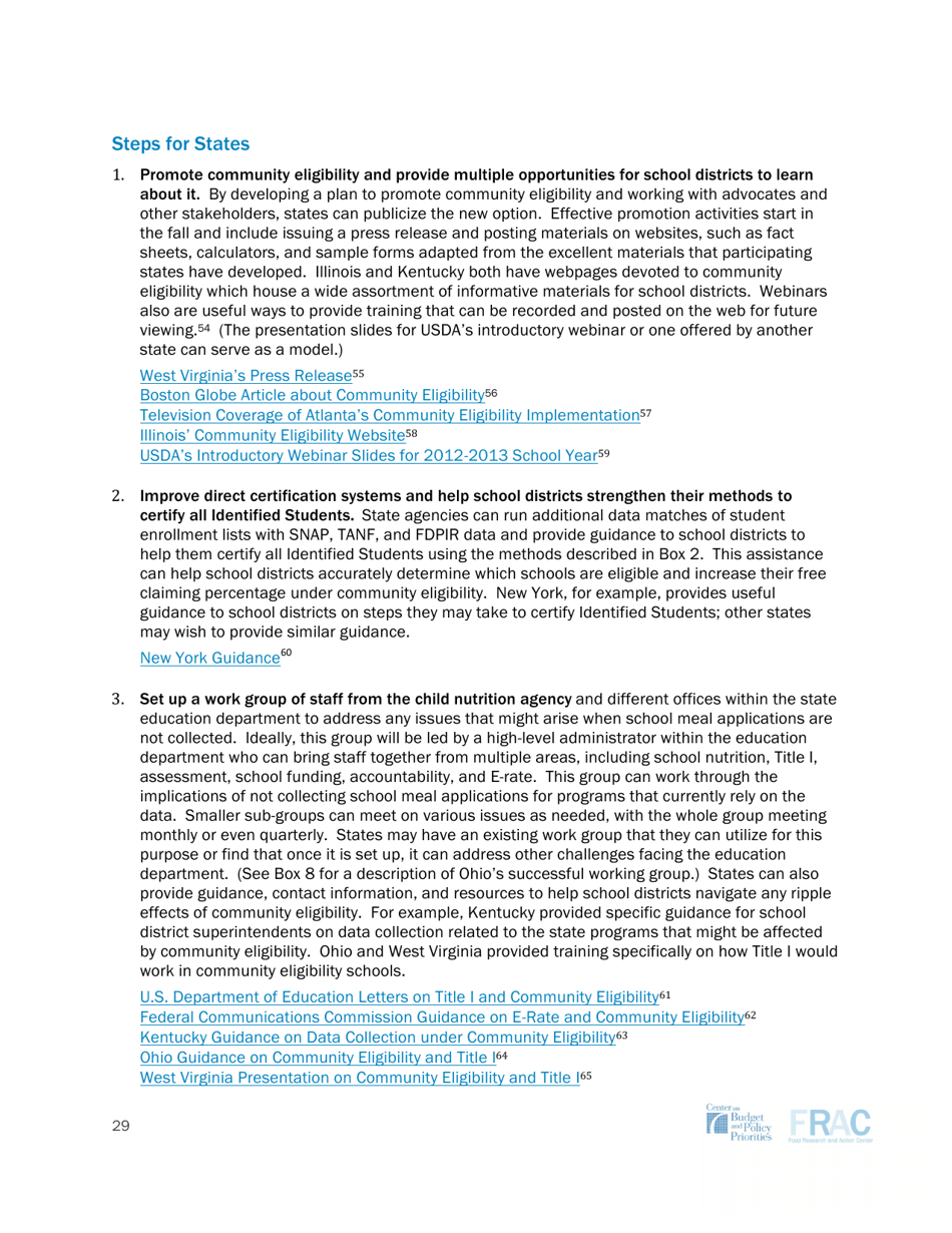 Community Eligibility: Making High-Poverty Schools Hunger Free - Frac, Page 29