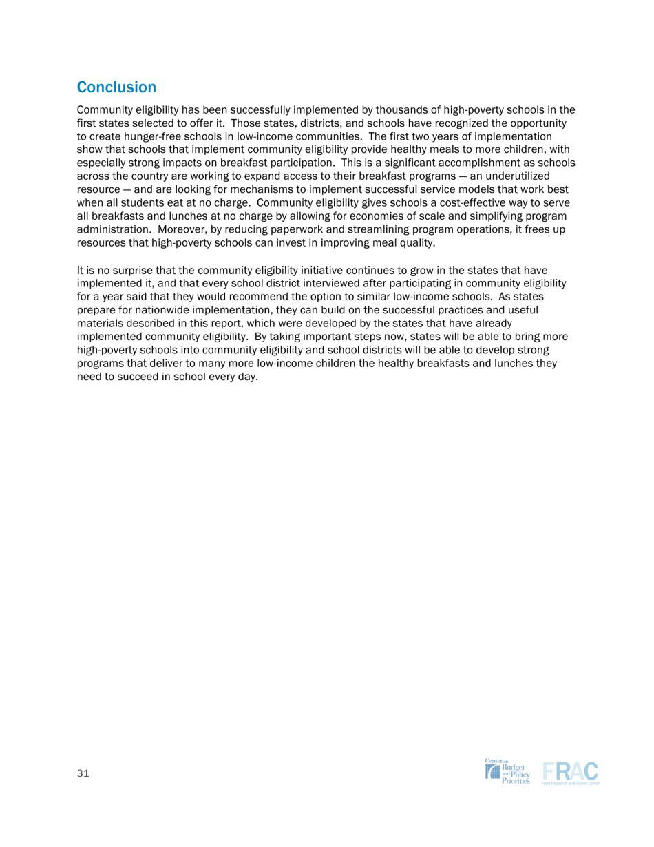 Community Eligibility: Making High-Poverty Schools Hunger Free - Frac, Page 31