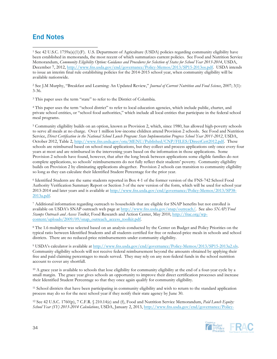 Community Eligibility: Making High-Poverty Schools Hunger Free - Frac, Page 34