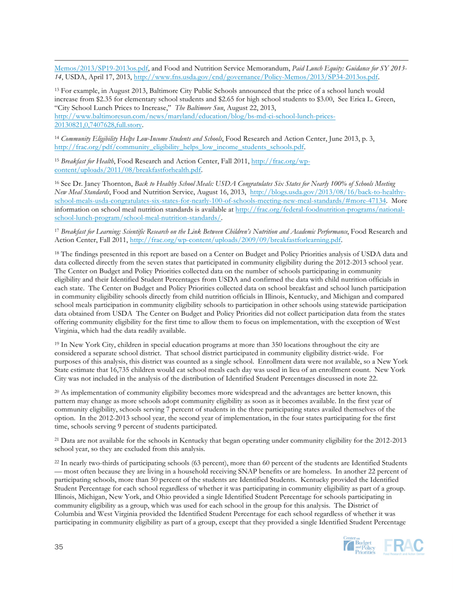 Community Eligibility: Making High-Poverty Schools Hunger Free - Frac, Page 35