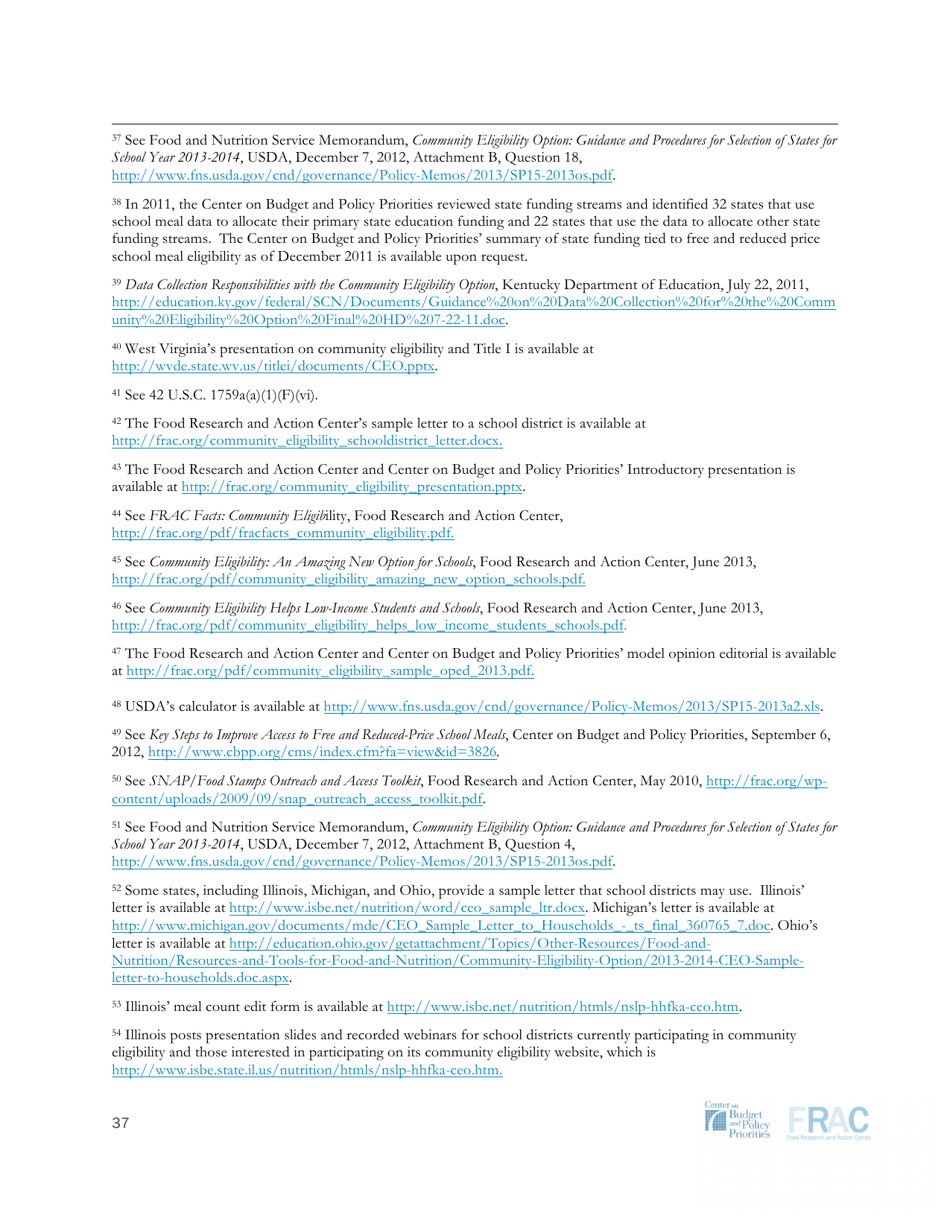 Community Eligibility: Making High-Poverty Schools Hunger Free - Frac, Page 37
