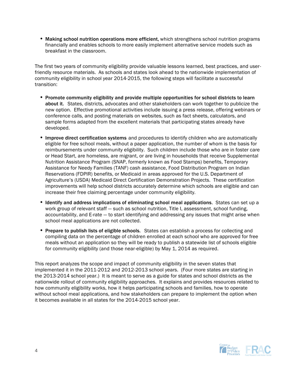 Community Eligibility: Making High-Poverty Schools Hunger Free - Frac, Page 4