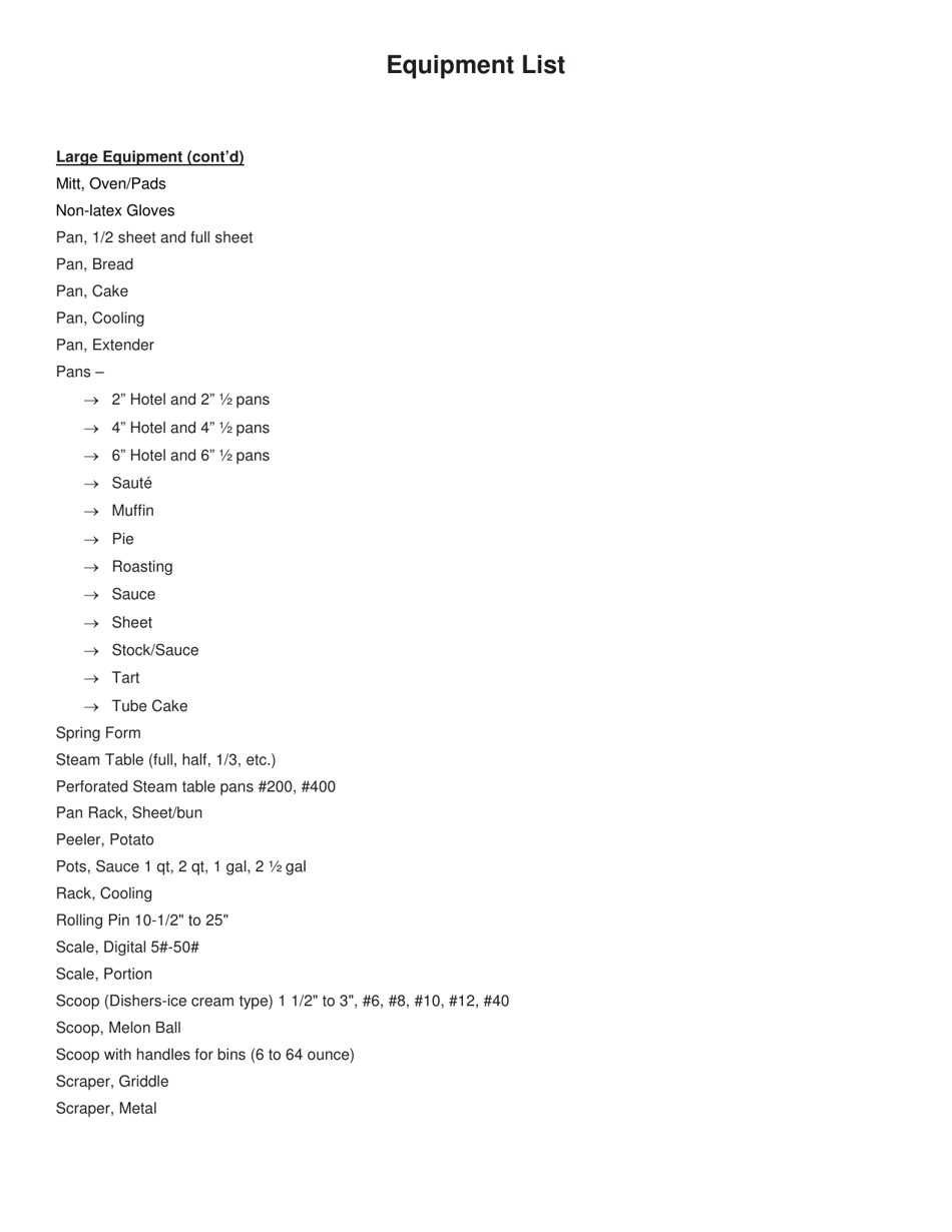 Equipment List Culinary Arts - Arizona, Page 4