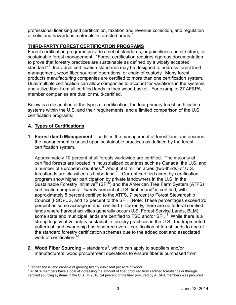 AFpa White Paper: Sustainable Forestry and Certification Programs in the United States, Page 6
