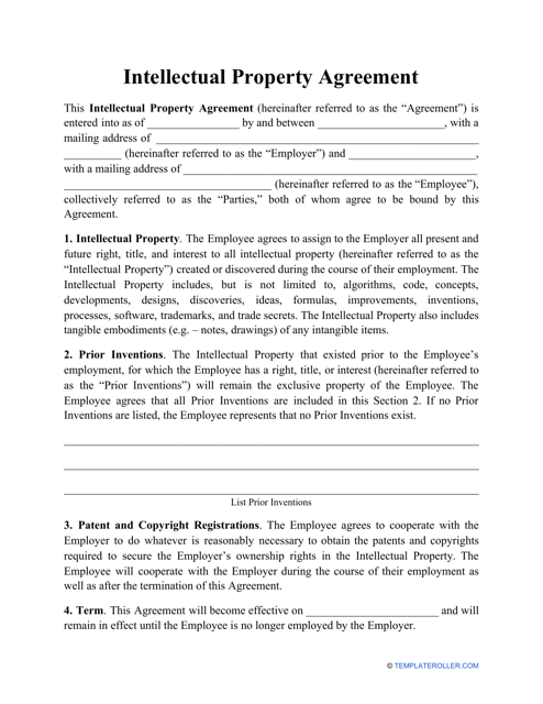 Intellectual Property Agreement Template Download Pdf
