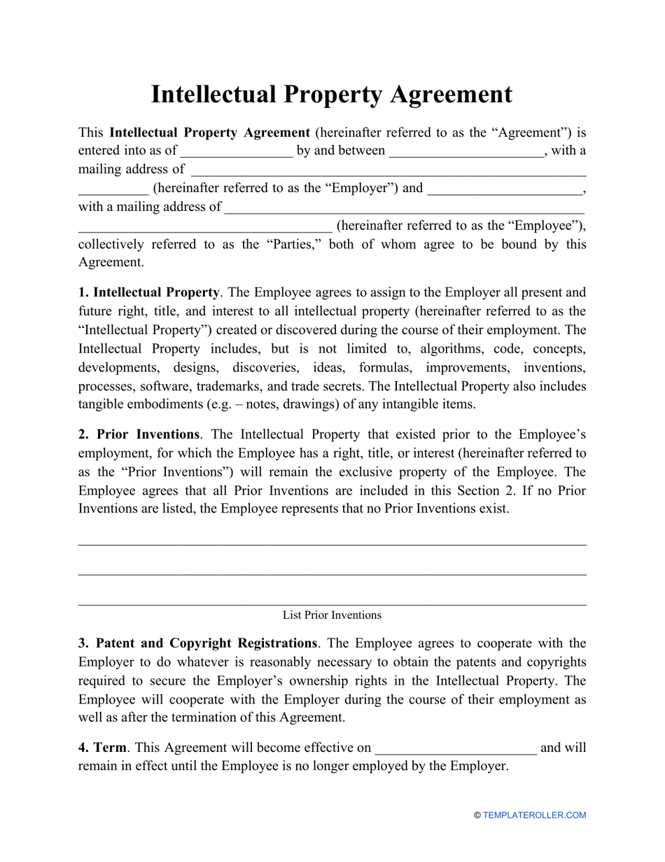 Intellectual Property Agreement Template Download Printable PDF Throughout intellectual property license agreement template