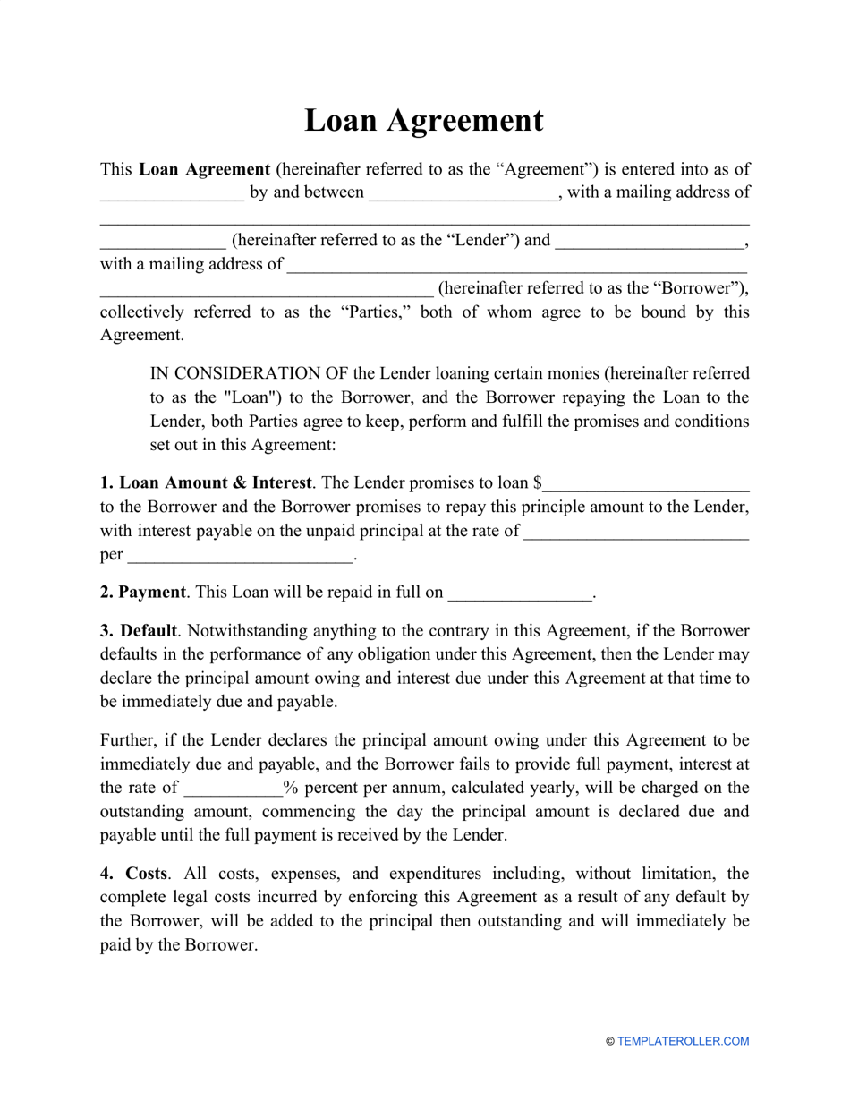 formal loan arrangement