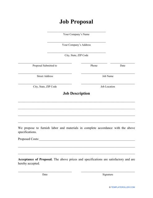 Job Proposal Template - Fill Out, Sign Online and Download PDF