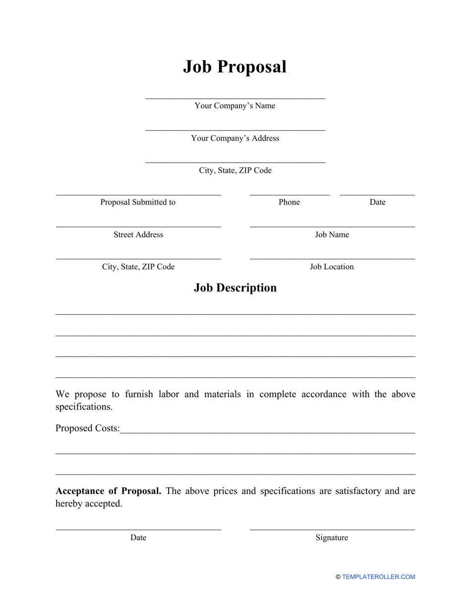 Job Proposal Template Download Printable PDF  Templateroller Throughout Employment Proposal Template