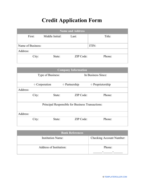 Credit Application Form Download Pdf