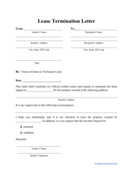 Document preview: Lease Termination Letter Template
