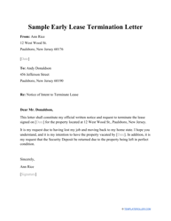 Document preview: Sample Early Lease Termination Letter