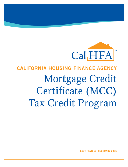 Mortgage Credit Certificate (Mcc) Tax Credit Program Handbook - California Download Pdf