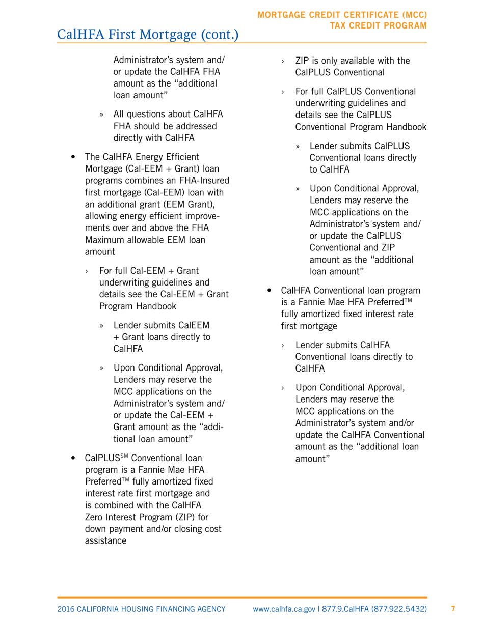 Mortgage Credit Certificate (Mcc) Tax Credit Program Handbook - California, Page 11