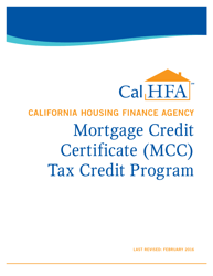 Mortgage Credit Certificate (Mcc) Tax Credit Program Handbook - California