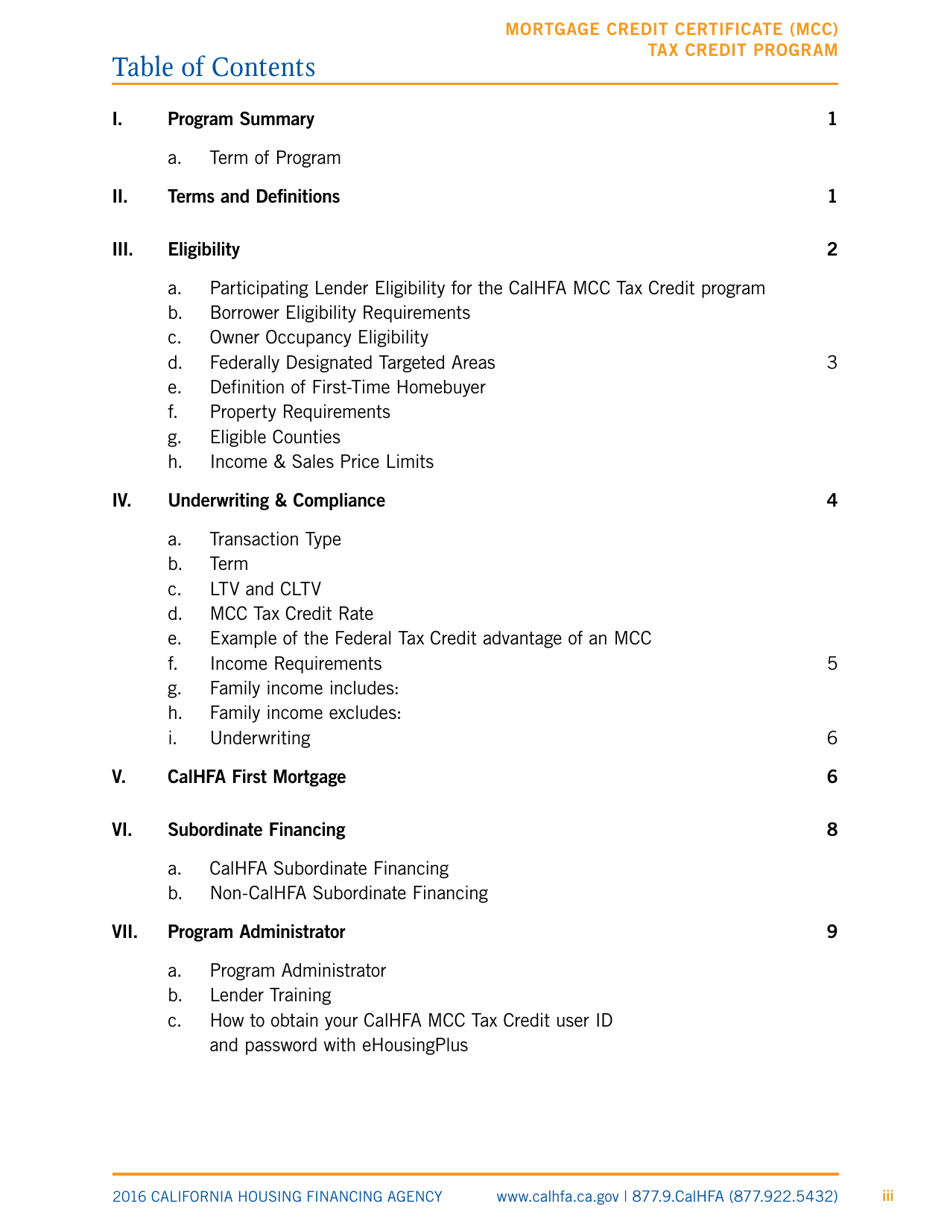 Mortgage Credit Certificate (Mcc) Tax Credit Program Handbook - California, Page 3