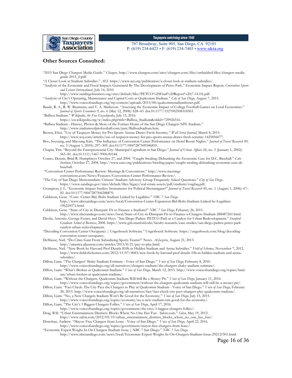 City of San Diego Proposition C: the Chargers San Diego Integrated Convention Center Expansion / Stadium and Tourism Initiative - San Diego County, California, Page 16