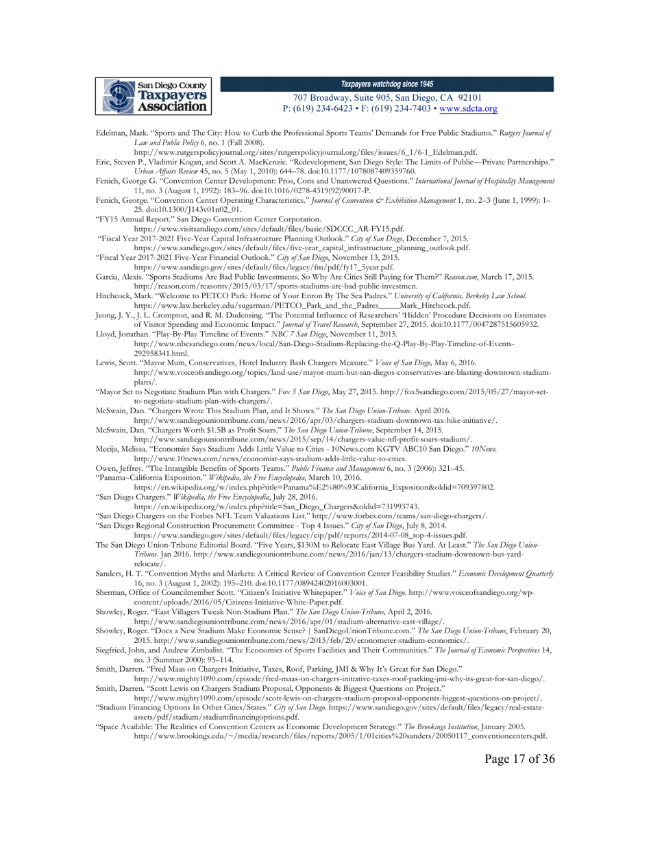 City of San Diego Proposition C: the Chargers San Diego Integrated Convention Center Expansion / Stadium and Tourism Initiative - San Diego County, California, Page 17