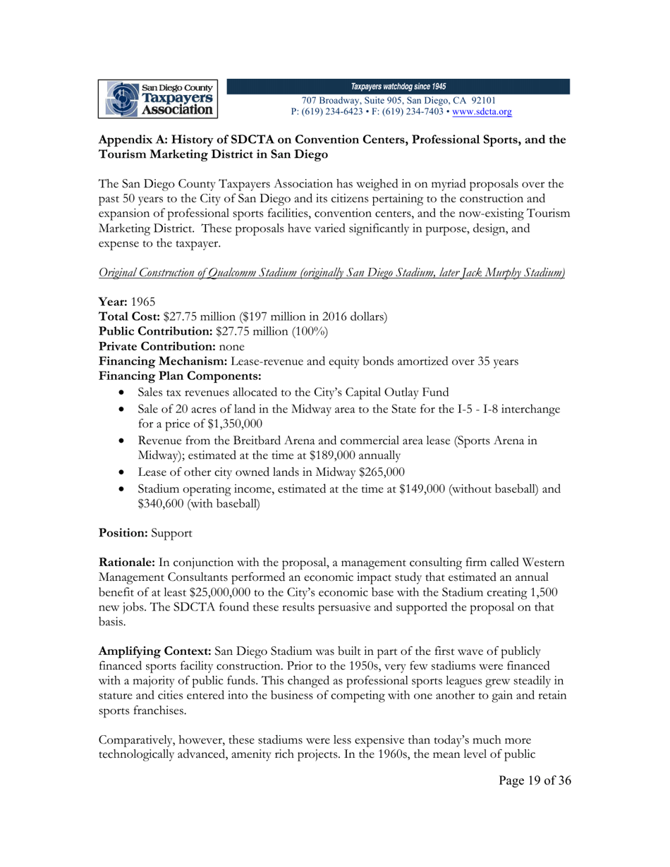 City of San Diego Proposition C: the Chargers San Diego Integrated Convention Center Expansion / Stadium and Tourism Initiative - San Diego County, California, Page 19