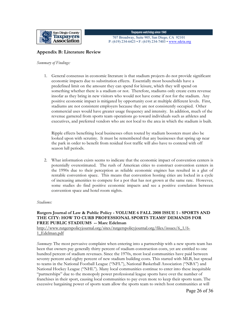 City of San Diego Proposition C: the Chargers San Diego Integrated Convention Center Expansion / Stadium and Tourism Initiative - San Diego County, California, Page 26
