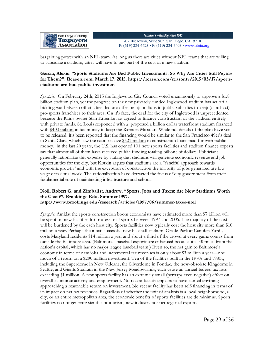 City of San Diego Proposition C: the Chargers San Diego Integrated Convention Center Expansion / Stadium and Tourism Initiative - San Diego County, California, Page 29