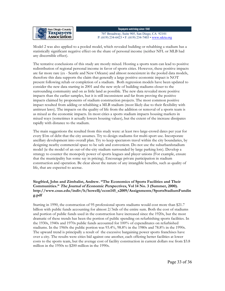 City of San Diego Proposition C: the Chargers San Diego Integrated Convention Center Expansion / Stadium and Tourism Initiative - San Diego County, California, Page 33