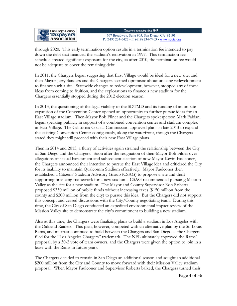 City of San Diego Proposition C: the Chargers San Diego Integrated Convention Center Expansion / Stadium and Tourism Initiative - San Diego County, California, Page 4