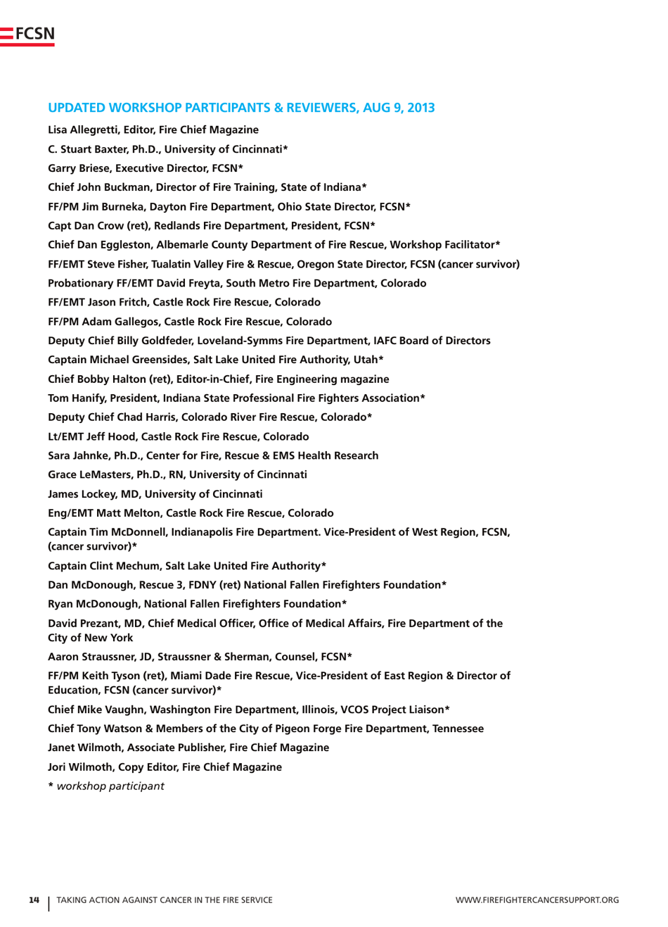 Taking Action Against Cancer in the Fire Service - Fcsn, Page 14