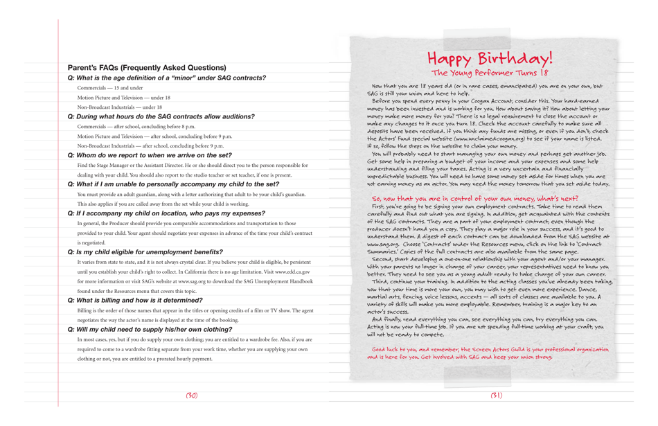 Young Performers Handbook - Carson-Adler Agency, Page 33