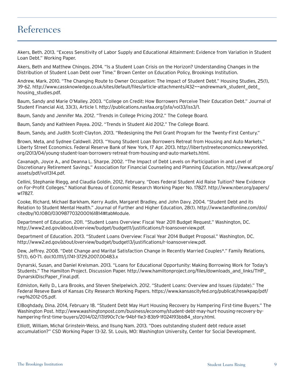 Student Loans Rising: an Overview of Causes, Consequences, and Policy Options - Brookings Institution, Page 10
