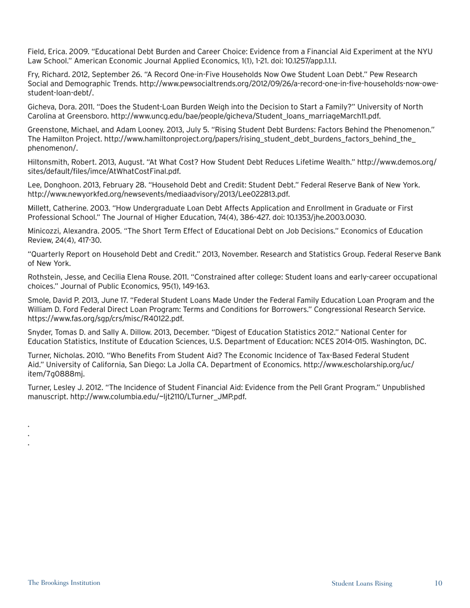 Student Loans Rising: an Overview of Causes, Consequences, and Policy Options - Brookings Institution, Page 11