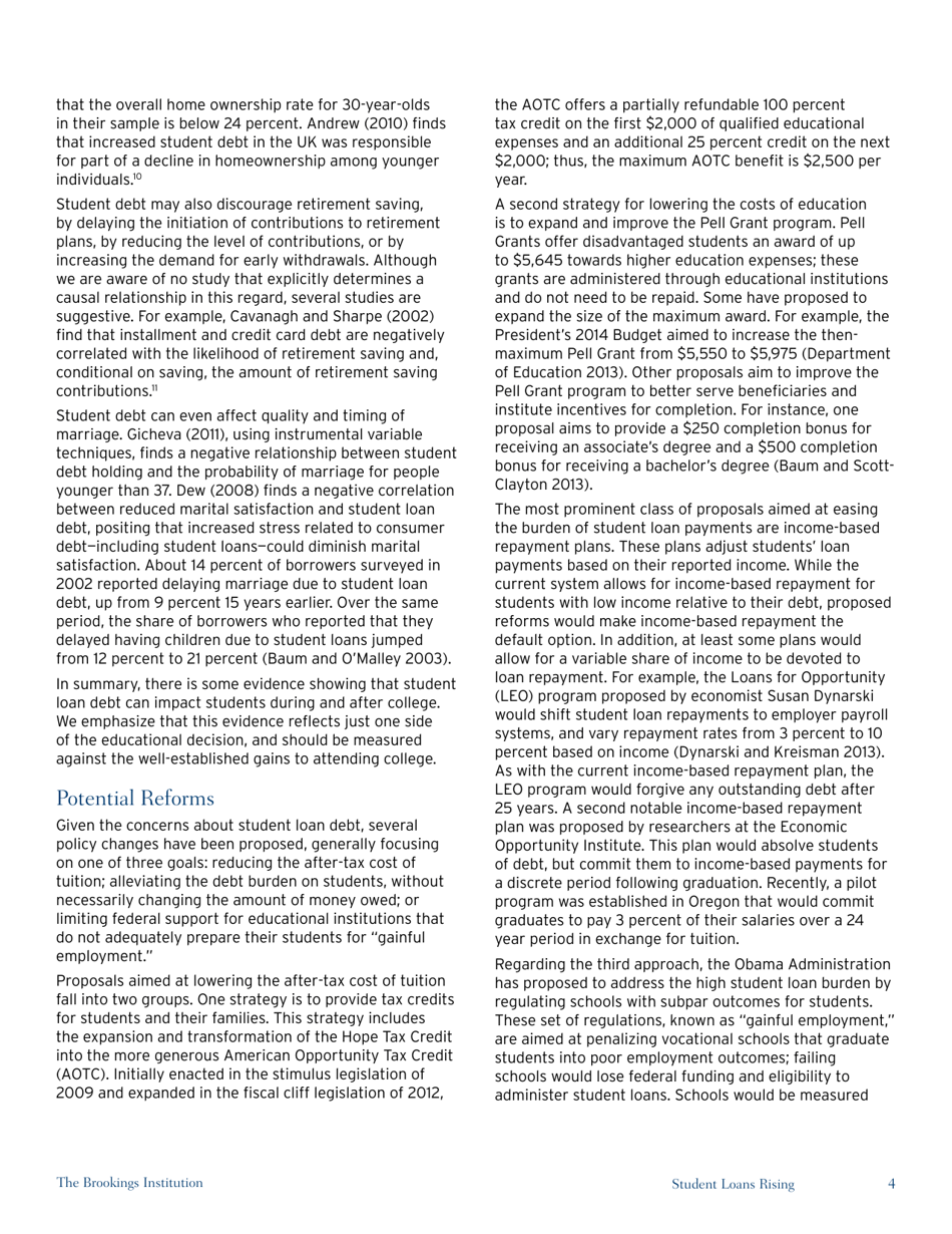 Student Loans Rising: an Overview of Causes, Consequences, and Policy Options - Brookings Institution, Page 5
