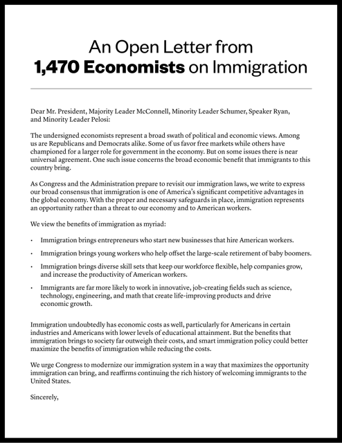 An Open Letter From 1,470 Economists on Immigration Download Pdf
