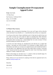 Sample Unemployment Overpayment Appeal Letter Download Printable PDF ...