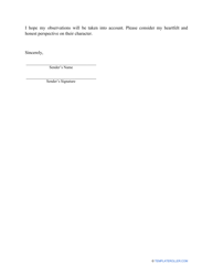 Character Reference Letter for Court Template, Page 2