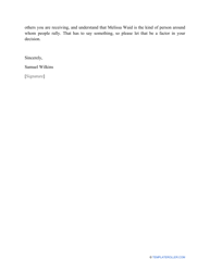 Sample Character Reference Letter for Court, Page 2