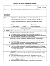 Health Care Decision Making Worksheet - Maryland, Page 2