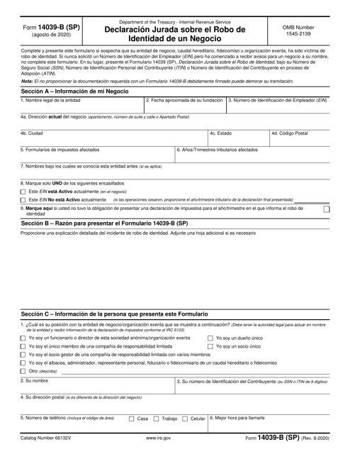IRS Formulario 14039-B (SP)  Printable Pdf