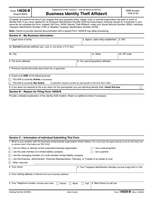 IRS Form 14039-B  Printable Pdf