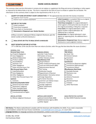 Form CV-001 &quot;Civil Summary Sheet&quot; - Maine