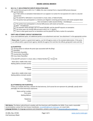 Form CV-001 Civil Summary Sheet - Maine, Page 2