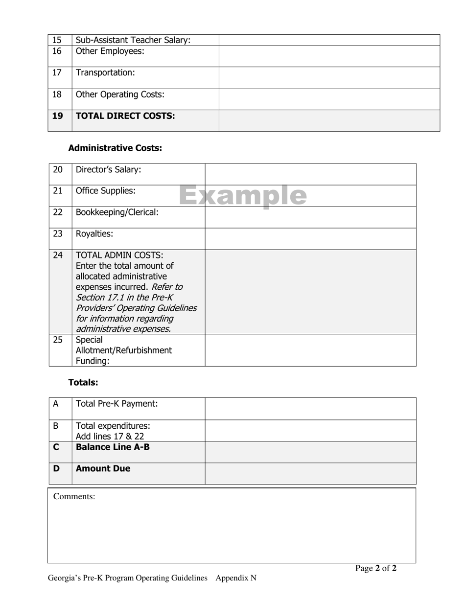 Appendix N Georgias Pre-k Program Pre-k Year End Reconciliation Report - Georgia (United States), Page 2