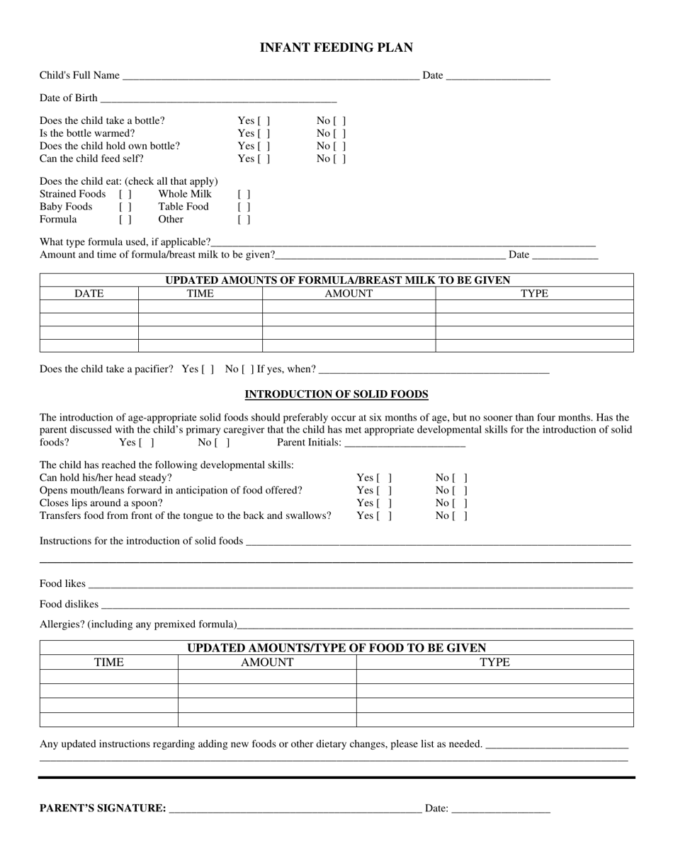 Georgia (United States) Infant Feeding Plan - Fill Out, Sign Online and ...