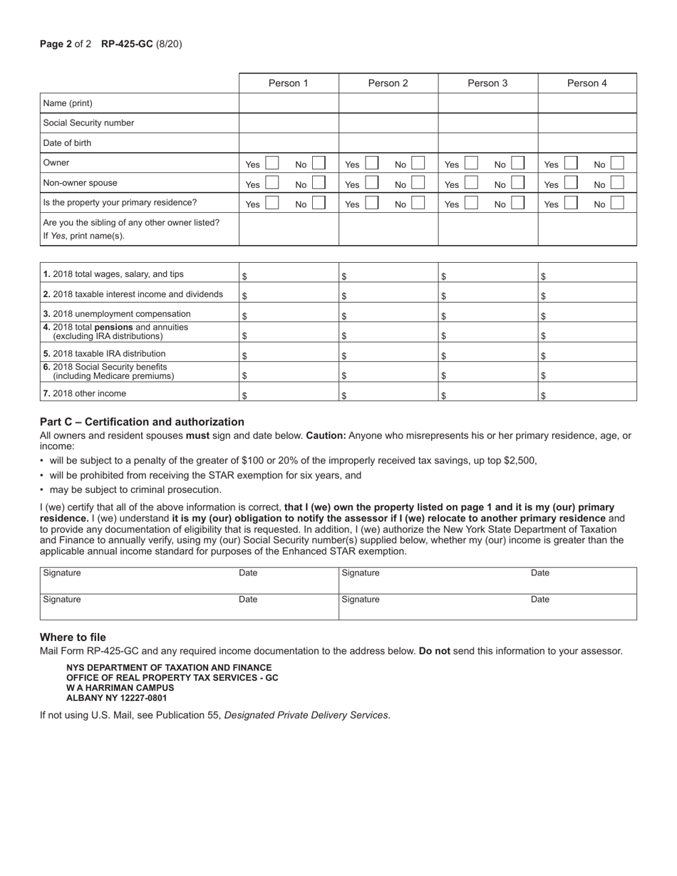 Form RP-425-GC - 2020 - Fill Out, Sign Online And Download Fillable PDF ...