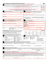 Document preview: Form 06W North Carolina Voter Registration Application - North Carolina