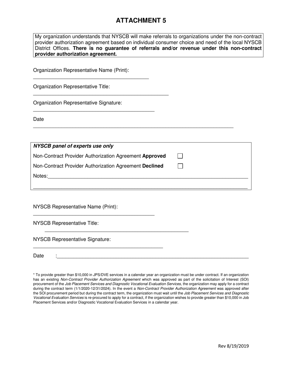 Attachment 5 Job Placement Services and Diagnostic Vocational Evaluation Services Non-contract Provider Authorization Agreement - New York, Page 2