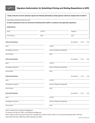 Document preview: GPO Form 4064 Signature Authorization for Submitting Printing and Binding Requisitions to Gpo