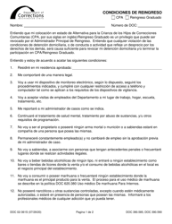 Document preview: Formulario DOC02-361S Condiciones De Reingreso - Washington (Spanish)