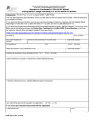 DSHS Form 15-282A Request for Enrollment in Dda Hcbs Waiver or Request to Change From One Dda Hcbs Waiver to Another - Washington
