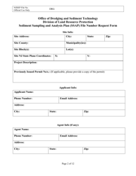 Sediment Sampling and Analysis Plan (Ssap) File Number Request Form - New Jersey, Page 2